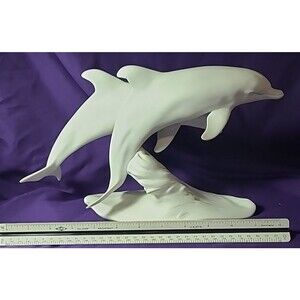 KAISER W Germany Vintage Bisque Porcelain WHITE DOLPHINS Figure #509 Signed